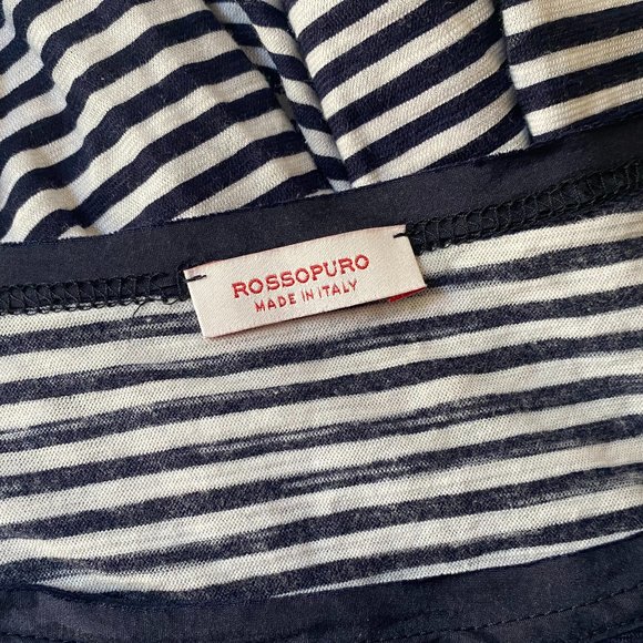 ROSSOPURO Navy & White striped Slouch nautical Tissue thin T-Shirt *LARGE* - Picture 5 of 5